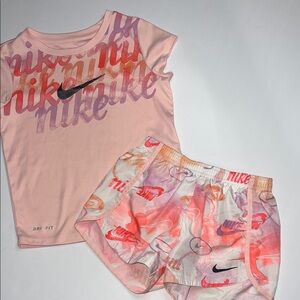 Kids Nike Pink and Orange Dri-FIT Shorts